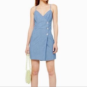 Topshop Blue Stripe Wrap Dress